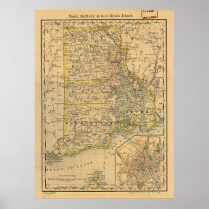 Póster Mapa de época de la isla de Roda (1875)