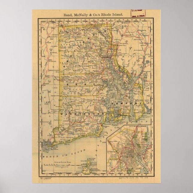 Póster Mapa de época de la isla de Roda (1875) (Frente)