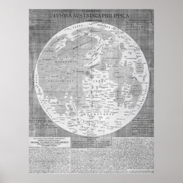 Póster Mapa de época de la luna (1645) (Frente)