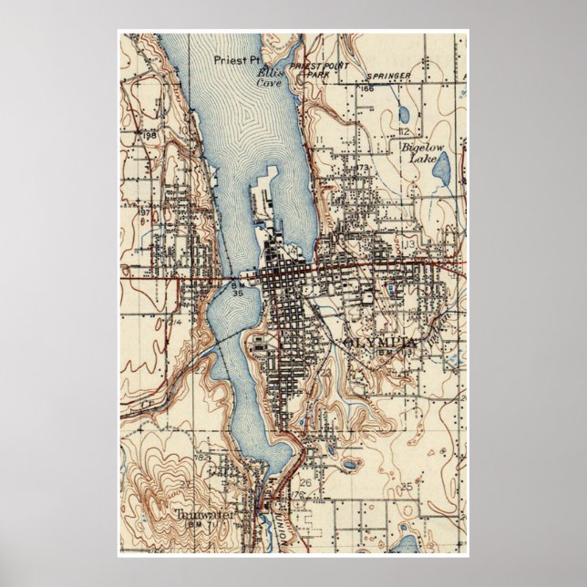 Póster Mapa de época de la Olympia Washington (1934) (Frente)