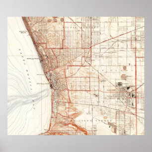 Póster Mapa de época de la playa de Redondo y Torrance CA