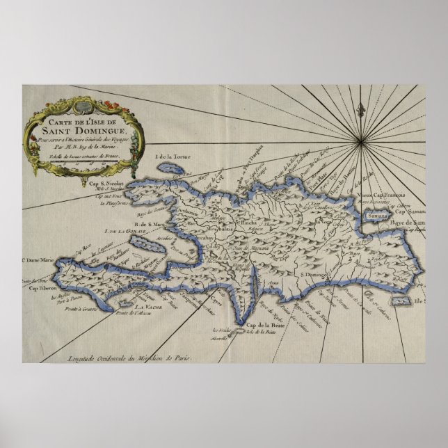 Póster Mapa de época de la República Dominicana (1750) (Frente)