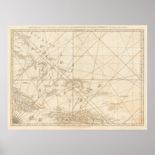 Póster Mapa de época de las Islas Turcas y Caicos (1775) (Frente)
