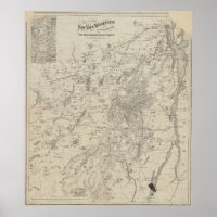 Mapa de época de las montañas Adirondack (1874)