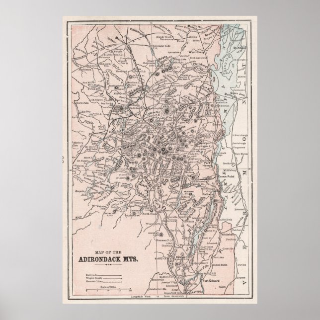 Póster Mapa de época de las montañas Adirondack (1901) (Frente)