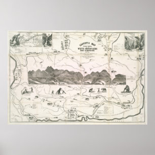 Póster Mapa de época de las montañas blancas (1871)