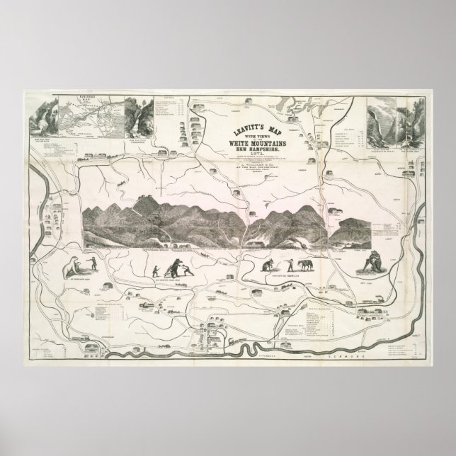 Póster Mapa de época de las montañas blancas (1871) (Frente)