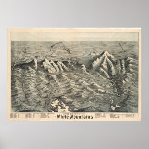 Póster Mapa de época de las montañas blancas (1890)
