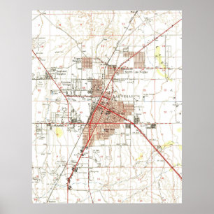 Póster Mapa de época de Las Vegas Nevada (1952)