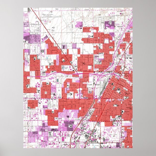 Póster Mapa de época de Las Vegas Nevada (1967) (Frente)