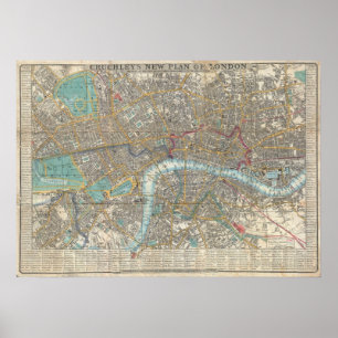 Póster Mapa de época de Londres (1848)