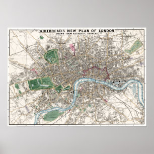 Póster Mapa de época de Londres Inglaterra