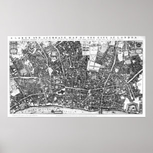 Póster Mapa de época de Londres Inglaterra (1677)