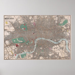 Póster Mapa de época de Londres Inglaterra (1862)