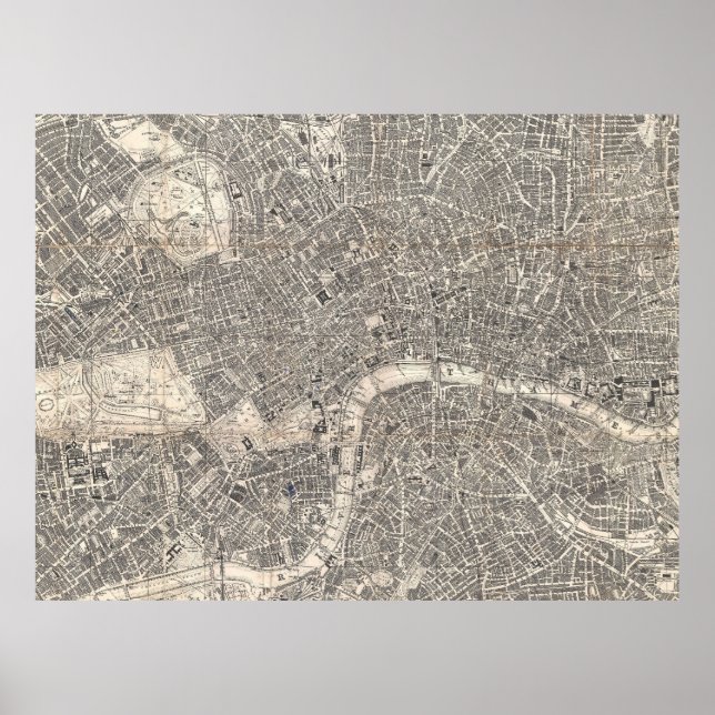 Póster Mapa de época de Londres Inglaterra (1899) 2 (Frente)