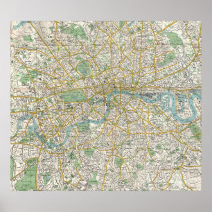 Póster Mapa de época de Londres Inglaterra (1900)