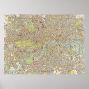 Póster Mapa de época de Londres Inglaterra (1910)