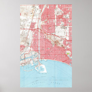 Póster Mapa de época de Long Beach California (1964) 2