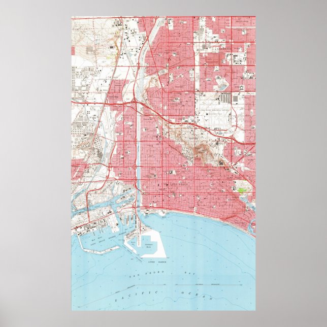Póster Mapa de época de Long Beach California (1964) 2 (Frente)