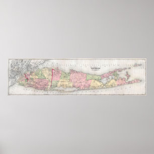 Póster Mapa de época de Long Island New York (1873)