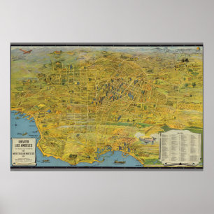 Póster Mapa de época de Los Ángeles