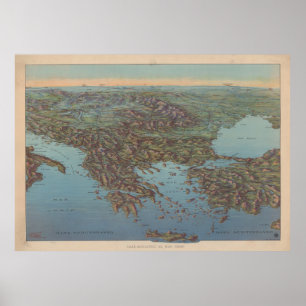 Póster Mapa de época de los Balcanes y el Mediterráneo 19