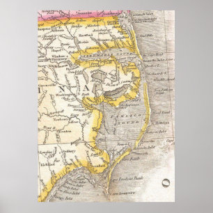 Póster Mapa de época de los bancos exteriores (1818)