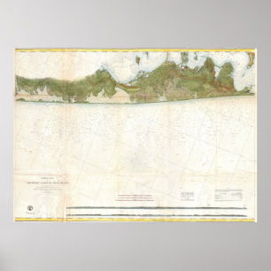 Póster Mapa de época de los Hamptons (1857)