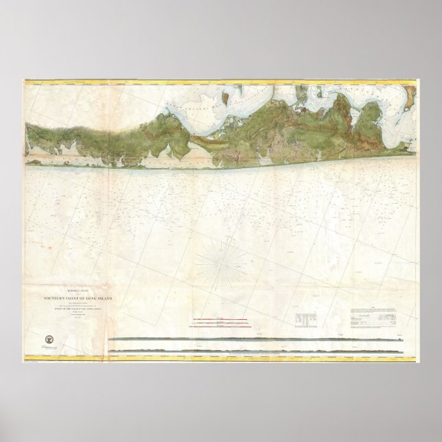 Póster Mapa de época de los Hamptons (1857) (Frente)