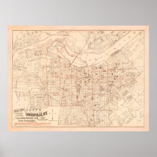 Póster Mapa de época de Louisville KY (1879)