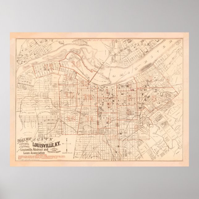Póster Mapa de época de Louisville KY (1879) (Frente)