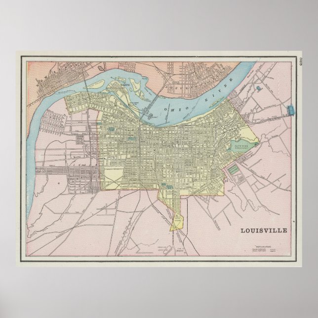 Póster Mapa de época de Louisville KY (1901) (Frente)