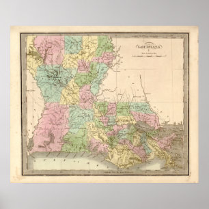 Póster Mapa de época de Luisiana