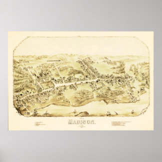 Póster Mapa de época de Madison, Connecticut, 1881