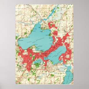 Póster Mapa de época de Madison Wisconsin (1959)