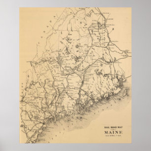 Póster Mapa de época de Maine (1894)