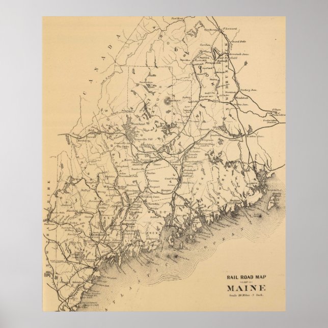 Póster Mapa de época de Maine (1894) (Frente)