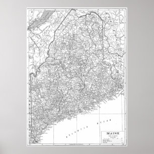 Póster Mapa de época de Maine (1911)