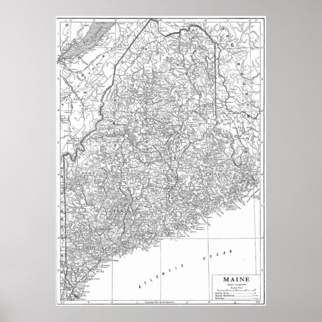 Póster Mapa de época de Maine (1911) (Frente)