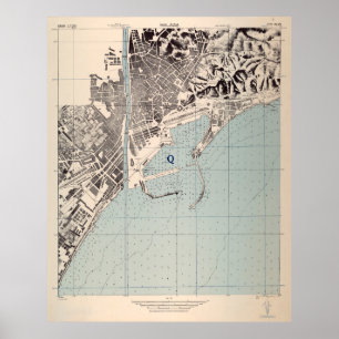 Póster Mapa de época de Málaga España (1943)