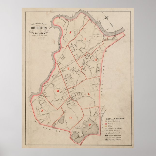 Póster Mapa de época de MAMÁES Brighton (1885) (Frente)