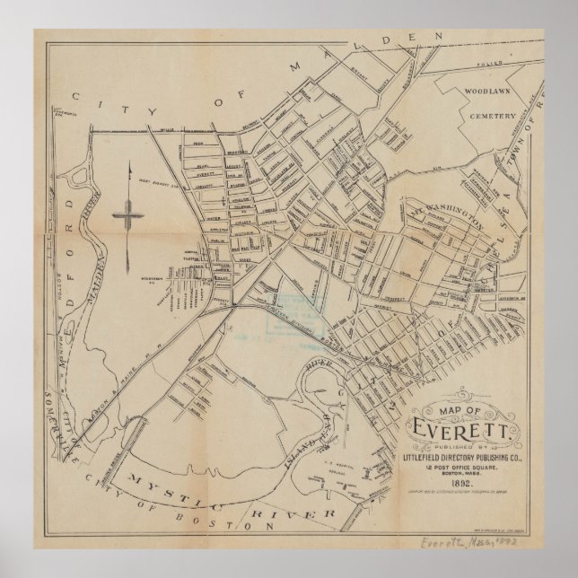 Póster Mapa de época de MAMÁES Everett (1892) (Frente)