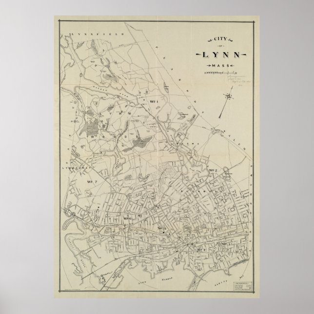 Póster Mapa de época de MAMÁES Lynn (1905) (Frente)