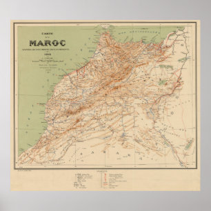Póster Mapa de época de Marruecos (1912)