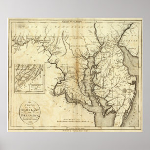 Póster Mapa de época de Maryland (1796)