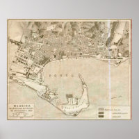 Mapa de época de Messina Italia (1900)