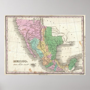 Póster Mapa de época de México (1827)
