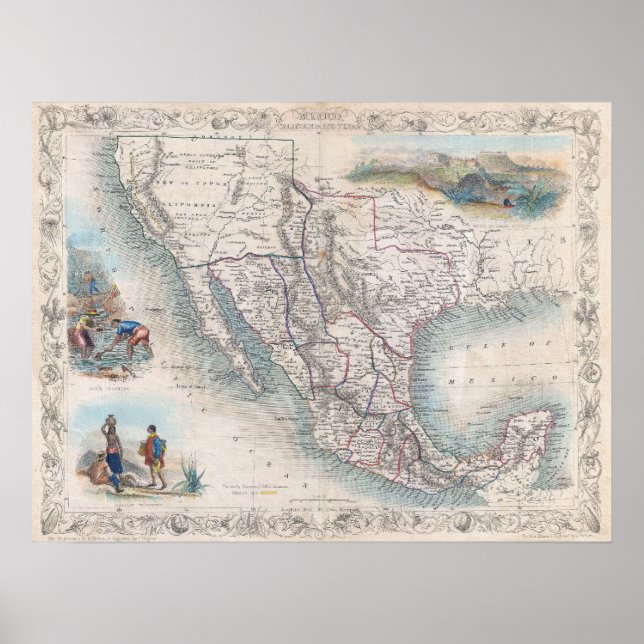 Póster Mapa de época de México (1851) (Frente)
