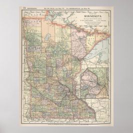 Póster Mapa de época de Minnesota (1891)