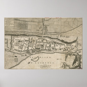 Póster Mapa de época de Montreal (1758)